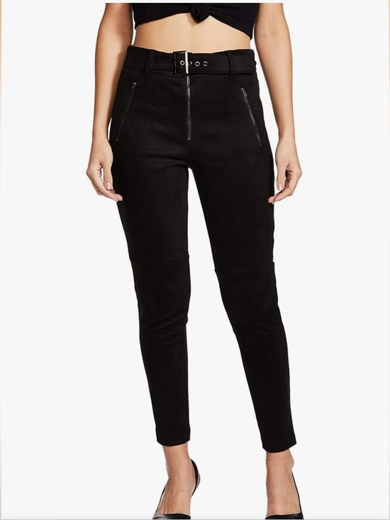 Forever 21 Pants - Forever 21 Black Skinny Belted Zip-Front Pants